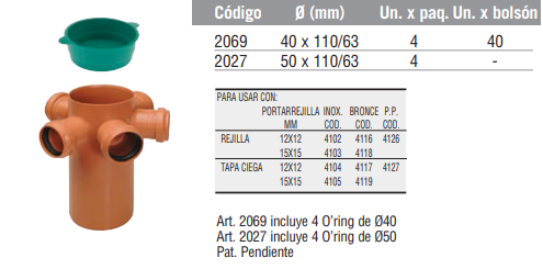 Pileta Losa 5 entradas con sifón desmontable
