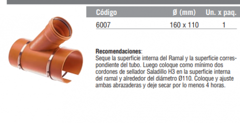 Ramal Acople a 45º 160 x 110